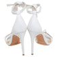 Original Alexandre Birman White Canvas And Leather Ankle Strap Sandals Size 37.5