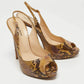 Original Alexandre Birman Yellow/Brown Snakeskin Peep Toe Slingback Pumps Size 37