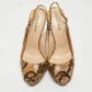 Original Alexandre Birman Yellow/Brown Snakeskin Peep Toe Slingback Pumps Size 37