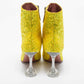 Original Amina Muaddi Yellow Coarse Glitter Giorgia Ankle Boots Size 38 (Never Used)