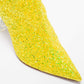 Original Amina Muaddi Yellow Coarse Glitter Giorgia Ankle Boots Size 38 (Never Used)