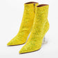 Original Amina Muaddi Yellow Coarse Glitter Giorgia Ankle Boots Size 38 (Never Used)