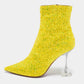 Original Amina Muaddi Yellow Coarse Glitter Giorgia Ankle Boots Size 38 (Never Used)