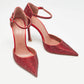 Original Amina Muaddi Red Satin Vittoria 105mm Crystal-Embellished Pumps Size 37