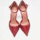 Original Amina Muaddi Red Satin Vittoria 105mm Crystal-Embellished Pumps Size 37