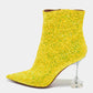 Original Amina Muaddi Yellow Glitter Giorgia Ankle Boots Size 39