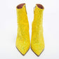 Original Amina Muaddi Yellow Glitter Giorgia Ankle Boots Size 39