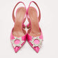 Original Amina Muaddi Magenta Satin Begum Slingback Pumps Size 38.5