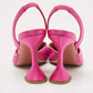 Original Amina Muaddi Magenta Satin Begum Slingback Pumps Size 38.5