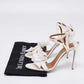 Original Aquazzura White Floral Applique Fabric Ankle Wrap Sandals Size 38.5