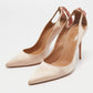 Original Aquazzura Beige Satin Forever Marilyn Cut Out Tassel Detail Pumps Size 38.5