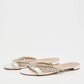 Original Aquazzura White Satin Embellished Gem Palace Flat Slides Size 39.5