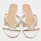 Original Aquazzura White Satin Embellished Gem Palace Flat Slides Size 39.5