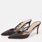 Original Aquazzura Black Satin Crystal Embellished Mules Size 40.5