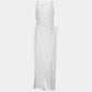 Original Armani Collezioni White Crepe Draped Sleeveless Faux Wrap Maxi Dress M