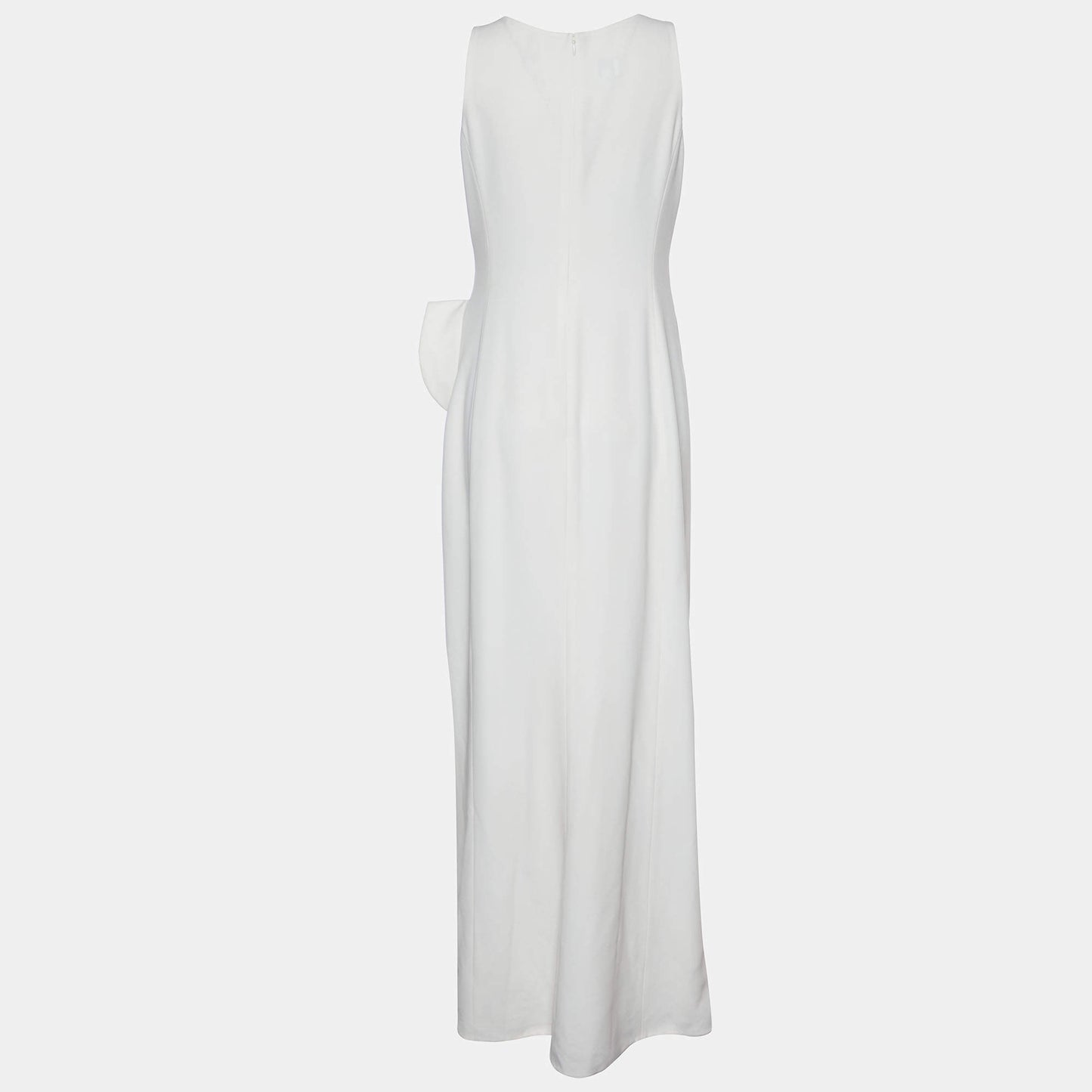 Original Armani Collezioni White Crepe Draped Sleeveless Faux Wrap Maxi Dress M