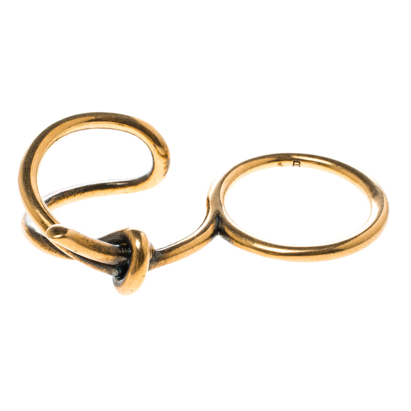 Original Balenciaga Asymmetric Bow Gold Tone Double Ring (Never Used)