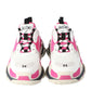 Original Balenciaga White/Pink Leather and Mesh Triple S Platform Sneakers Size 39 (Never Used)