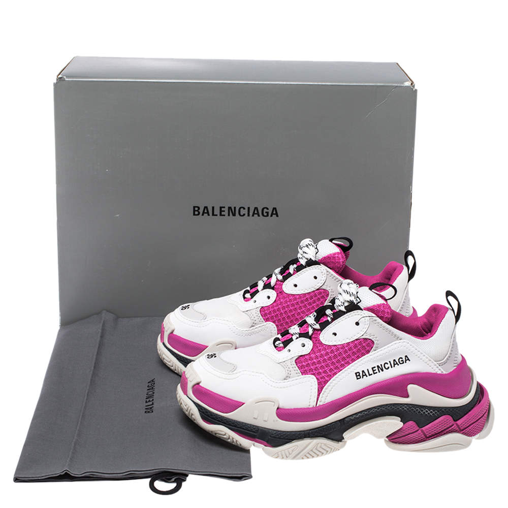 Original Balenciaga White/Pink Leather Triple S Low Top Sneaker Size 36 (Never Used)