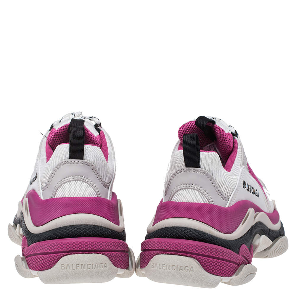 Original Balenciaga White/Pink Leather Triple S Low Top Sneaker Size 36 (Never Used)