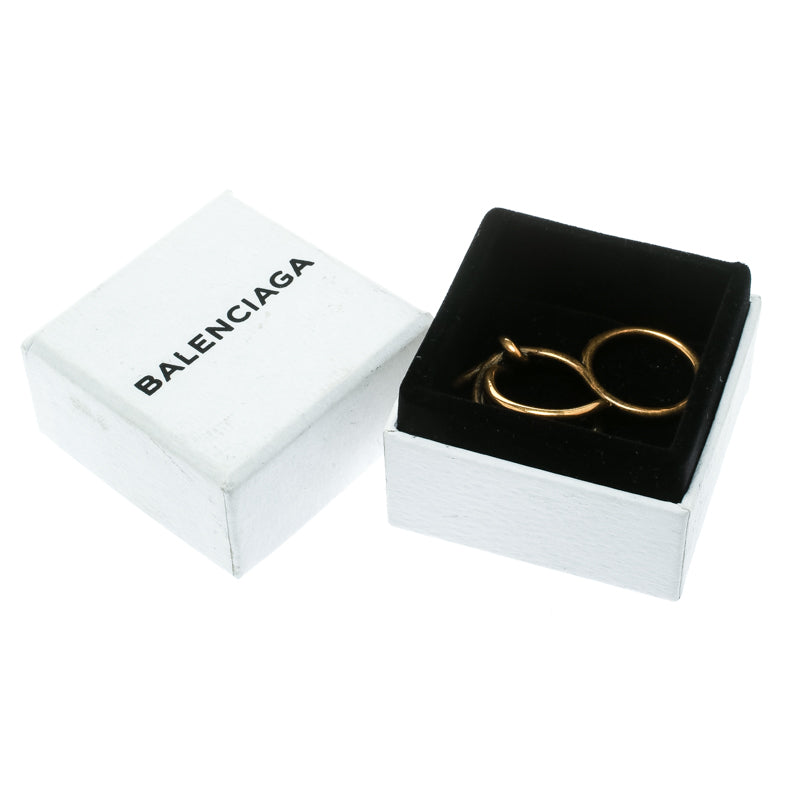 Original Balenciaga Asymmetric Bow Gold Tone Double Ring