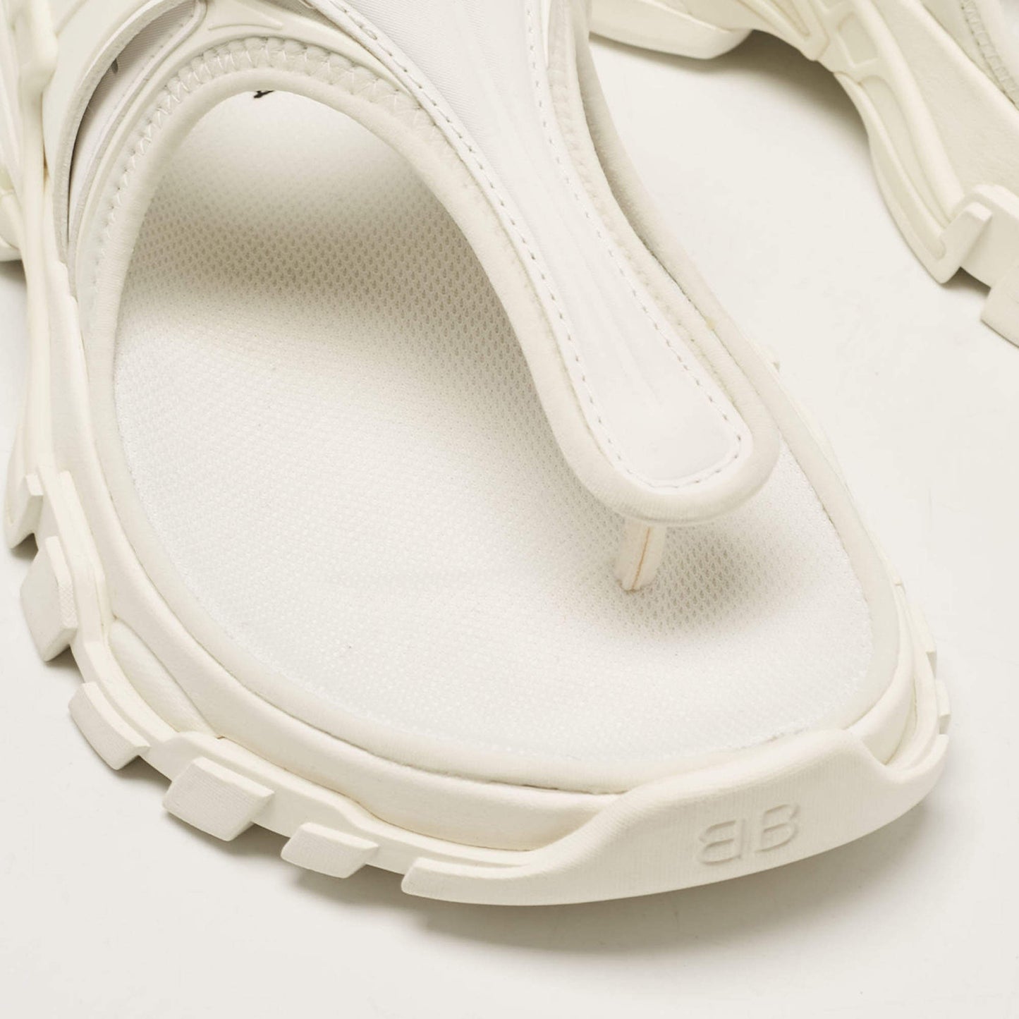 Original Balenciaga White Fabric and Rubber Track Thong Sandals Size 36