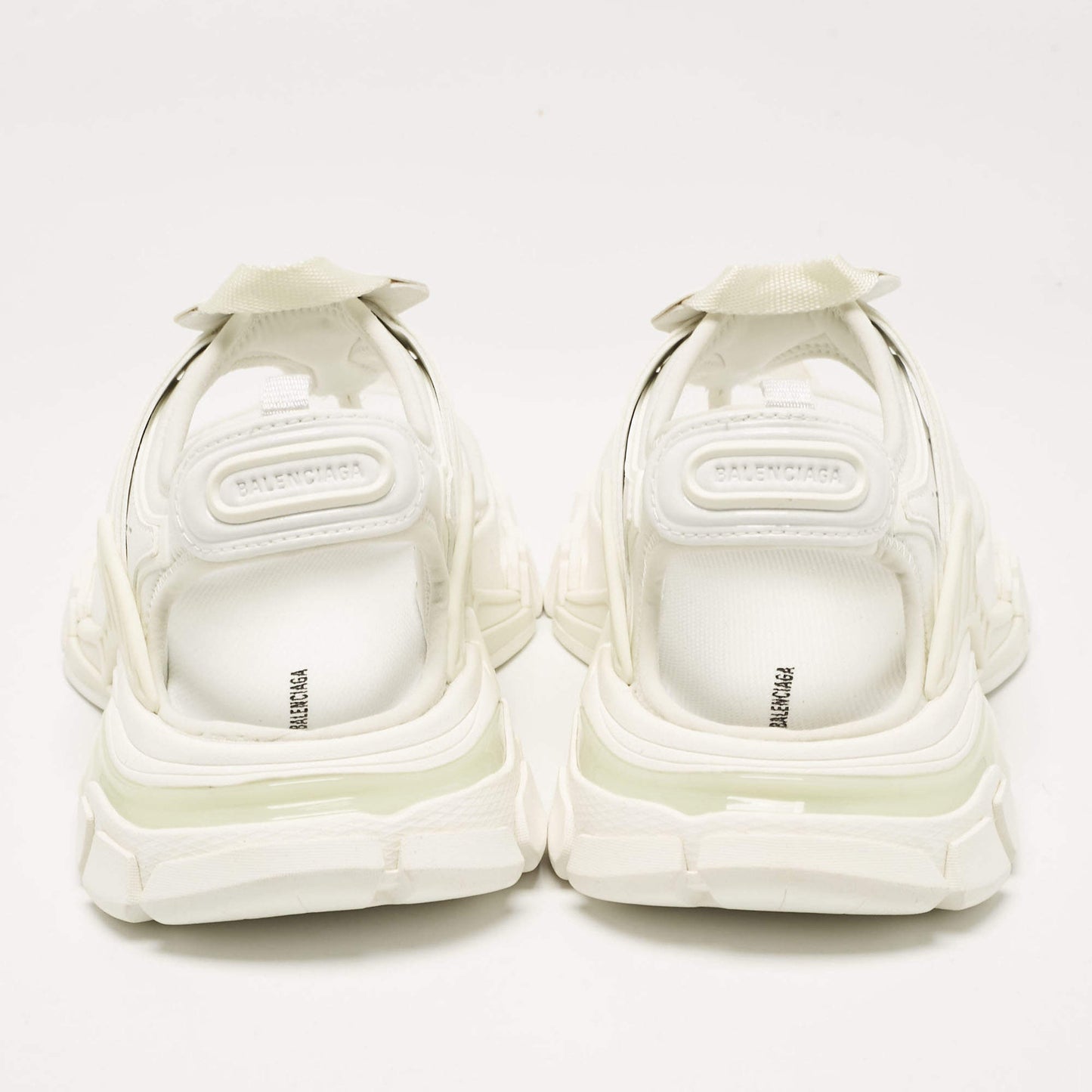 Original Balenciaga White Fabric and Rubber Track Thong Sandals Size 36