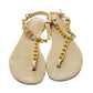 Original Balenciaga Light Yellow Studded Leather Arena Thong Sandals Size 38