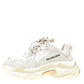 Original Balenciaga White Mesh And Leather Triple S Platform Sneakers Size 38