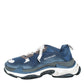 Original Balenciaga Blue/White Mesh, Nubuck And Leather Triple S Sneakers Size 45