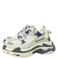 Original Balenciaga White/Blue Mesh And Leather Triple S Low Top Sneakers Size 37