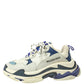 Original Balenciaga White/Blue Mesh And Leather Triple S Low Top Sneakers Size 37