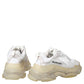 Original Balenciaga White Mesh And Leather Triple S Clear Sole Low Top Sneakers Size 38