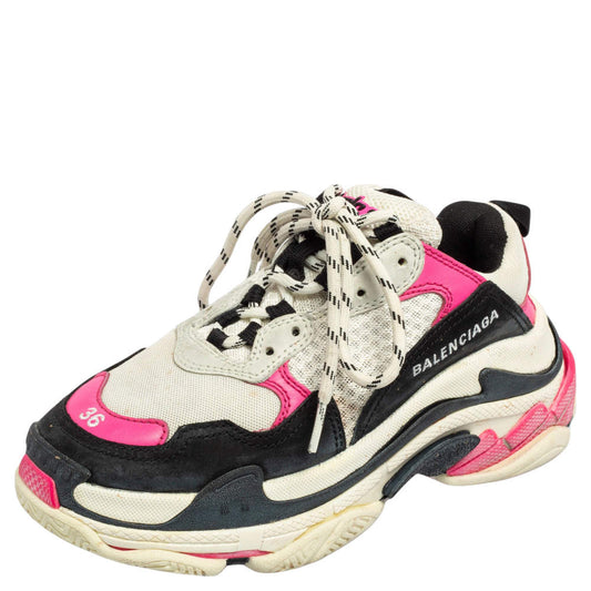 Original Balenciaga Tri-Color Suede, Mesh and Leather Triple S Sneakers Size 36