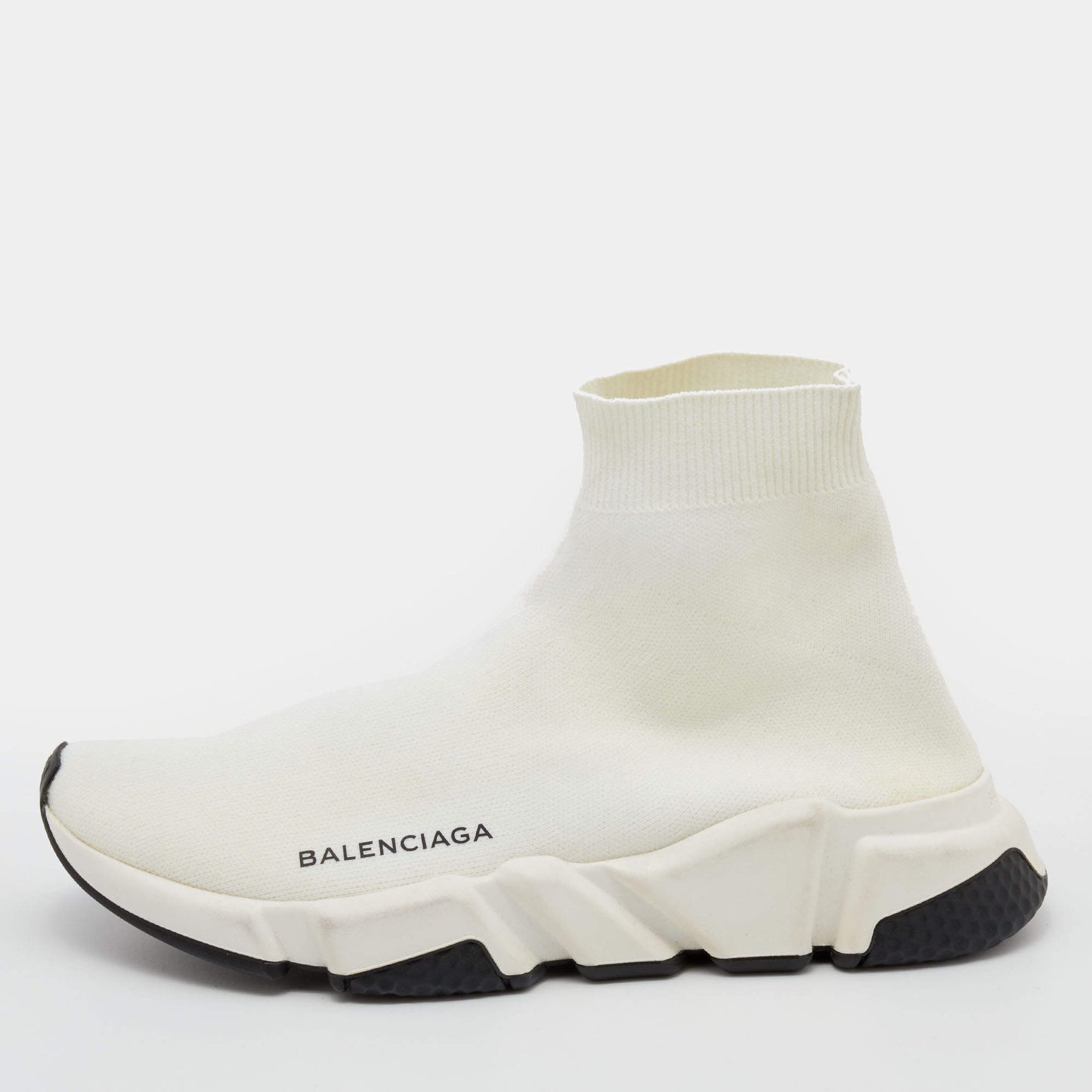 Original Balenciaga White Knit Fabric Speed Trainer Sneakers Size 38