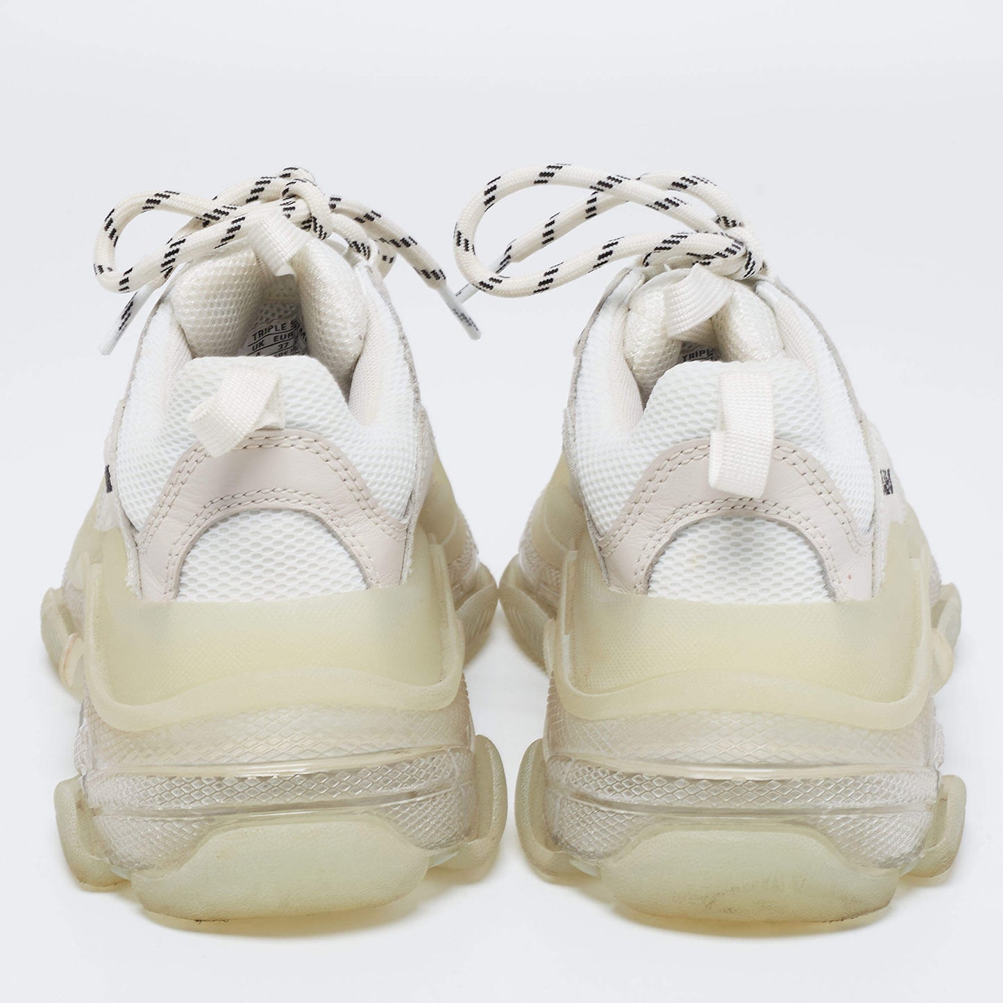 Original Balenciaga White/Grey Mesh and Leather Triple S Clear Low-Top Sneakers Size 37