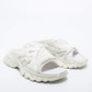 Original Balenciaga White Synthetic Leather and Rubber Track Flat Slides Size 39