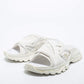 Original Balenciaga White Synthetic Leather and Rubber Track Flat Slides Size 39