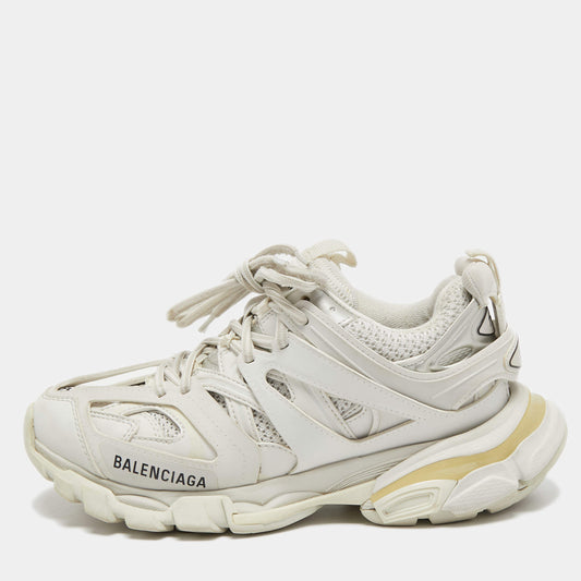 Original Balenciaga White Leather and Mesh Track Sneakers Size 37