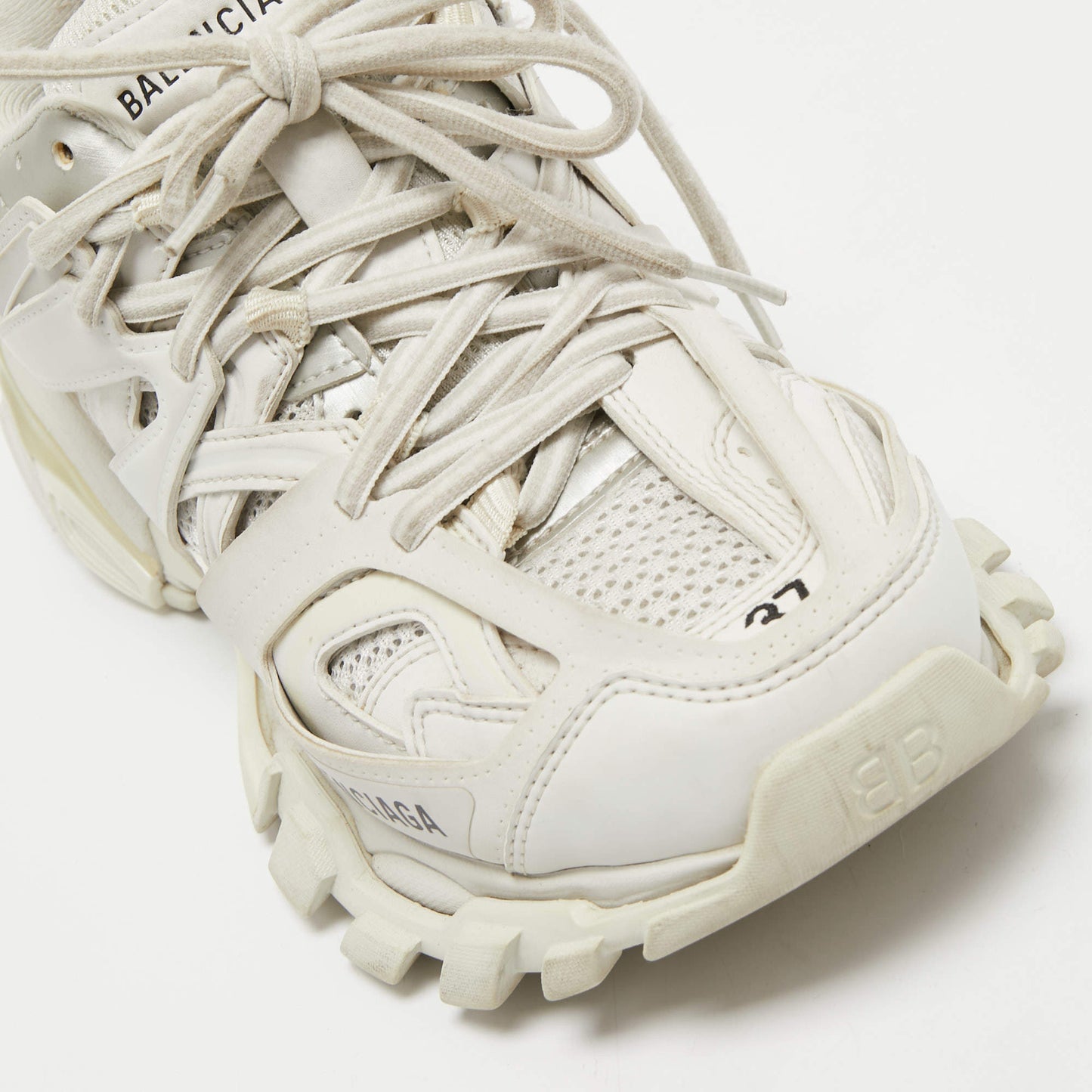 Original Balenciaga White Leather and Mesh Track Sneakers Size 37