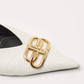 Original Balenciaga White Leather Square BB Knife Mules Size 40