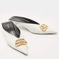 Original Balenciaga White Leather Square BB Knife Mules Size 40