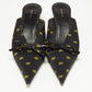 Original Balenciaga Black/Yellow BB Print Satin Bow Knife Mules Size 37