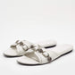 Original Balenciaga White  Leather Cagole Flat Slides Size 36