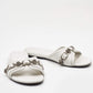 Original Balenciaga White  Leather Cagole Flat Slides Size 36