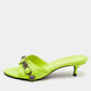 Original Balenciaga Neon Yellow Leather Le Cagole Slide Sandals Size 36