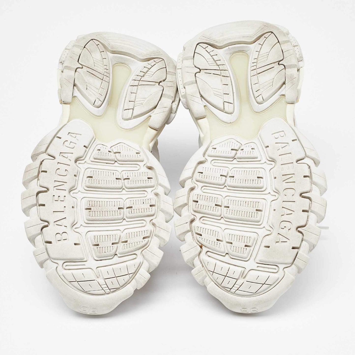 Original Balenciaga White Faux Leather and Mesh Track Sneakers Size 36