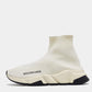 Original Balenciaga Off White Knit Fabric Speed Trainer Sneakers Size 35