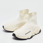 Original Balenciaga Off White Knit Fabric Speed Trainer Sneakers Size 35