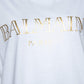 Original Balmain White Logo Print Cotton Side Zip Detail Oversized T-Shirt L